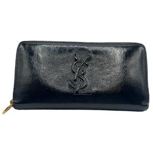 Yves Saint Laurent Textured Patent Leather Long Wallet Belle Du Jour Black YSL